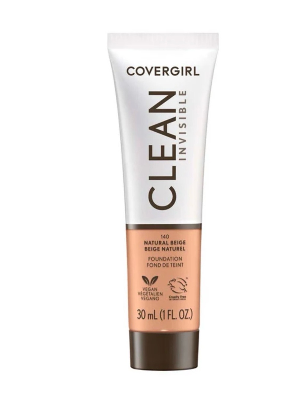 COVERGIRL Clean Invisible Foundation 140 Natural Beige Vegan New